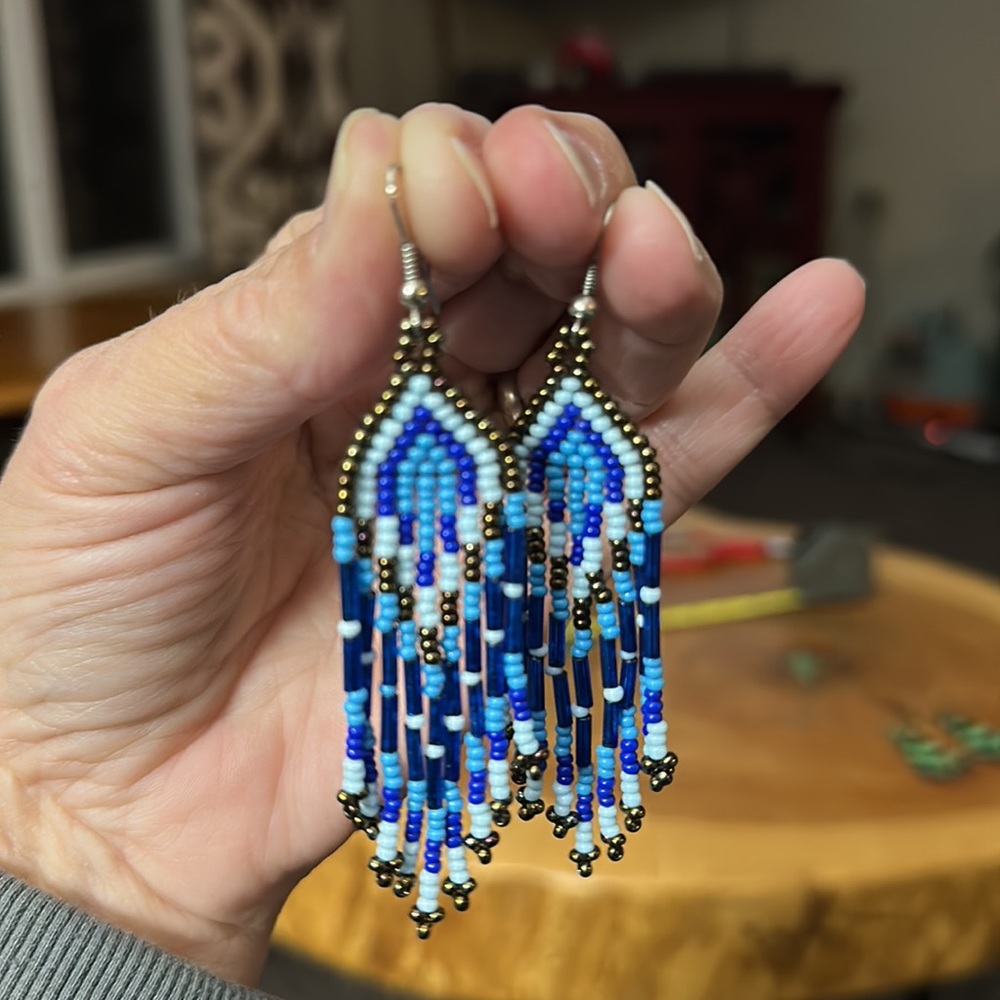 Tribal Seed Bead Drop Earrings